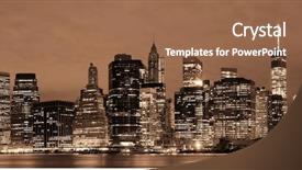  Presentation with view of toronto downtown - Colorful presentation theme enhanced with ne world - manhattan downtown architecture night view backdrop and a tawny brown colored foreground