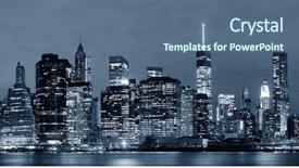  Presentation with view of toronto downtown - Beautiful PPT theme featuring ne world - manhattan downtown architecture night view backdrop and a  colored foreground