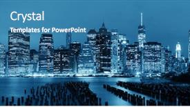  Presentation with manhattan - Presentation theme consisting of ne world - manhattan downtown architecture night view background and a  colored foreground