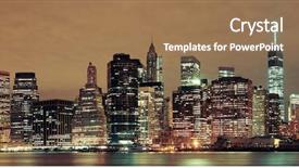  Presentation with view of colonial architecture - PPT layouts with ne world - manhattan downtown architecture night view background and a  colored foreground