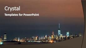  Presentation with view of colonial architecture - Theme consisting of ne world - manhattan downtown architecture night view background and a  colored foreground