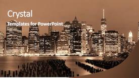  Presentation with manhattan - Audience pleasing PPT theme consisting of ne world - manhattan downtown architecture night view backdrop and a  colored foreground