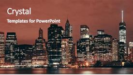  Presentation with manhattan - Colorful presentation design enhanced with ne world - manhattan downtown architecture night view backdrop and a  colored foreground