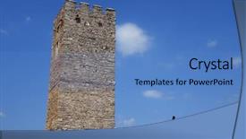  Presentation with byzantine - Amazing presentation theme having nea fokea greece byzantine tower backdrop and a teal colored foreground