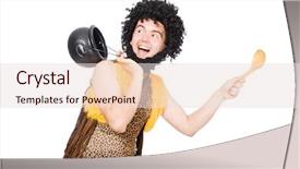  Presentation with caveman - Slides enhanced with neanderthal - funny caveman with pot isolated background and a lemonade colored foreground