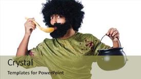  Presentation with neanderthal - Amazing presentation theme having neanderthal - savage man isolated on white backdrop and a gold colored foreground