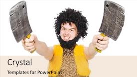  Presentation with neanderthal - Theme featuring neanderthal - savage man isolated on white background and a yellow colored foreground