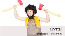  Presentation with neanderthal - Beautiful presentation design featuring neanderthal - savage man isolated on white backdrop and a lemonade colored foreground