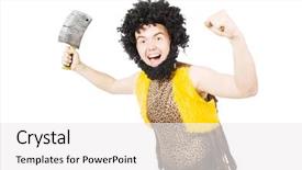  Presentation with neanderthal - Slide deck with neanderthal - savage man isolated on white background and a white colored foreground