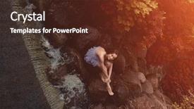  Presentation with grass waterfall - Beautiful slides featuring near a stream girl model backdrop and a tawny brown colored foreground