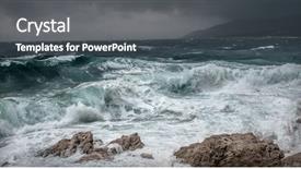  Presentation with stormy sea waves - Presentation design enhanced with near coastline at evening time background and a dark gray colored foreground