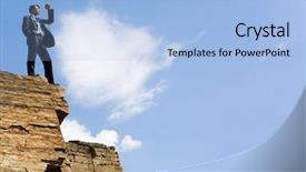  Presentation with elegant man in glasses optics - Presentation theme featuring near forehead and looking forward background and a light blue colored foreground