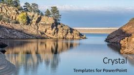  Presentation with mountain lake - Slide deck consisting of near fort collins northern colorado background and a light blue colored foreground