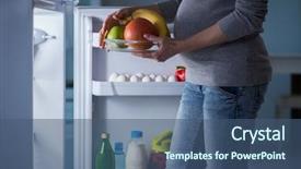  Presentation with food potato chips crisps snacks - Cool new PPT layouts with near fridge looking for food backdrop and a ocean colored foreground