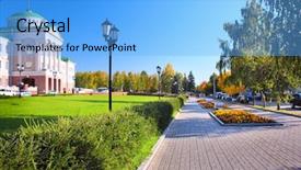  Presentation with green building - Audience pleasing PPT layouts consisting of near government building and green backdrop and a light blue colored foreground