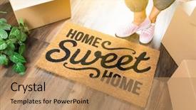  Presentation with shoes - Presentation consisting of near home sweet home welcome background and a coral colored foreground