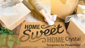  Presentation with relaxing - Presentation design featuring near home sweet home welcome background and a gold colored foreground