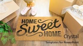  Presentation with shoes - Slide set enhanced with near home sweet home welcome background and a coral colored foreground