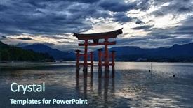  Presentation with shinto - Slide deck featuring near itsukushima shinto shrine japan background and a tawny brown colored foreground