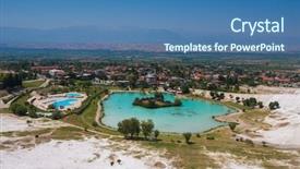  Presentation with panoramic - Presentation theme having near modern city denizli turkey background and a  colored foreground