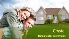  Presentation with estate - Cool new theme with near new house real estate backdrop and a tawny brown colored foreground