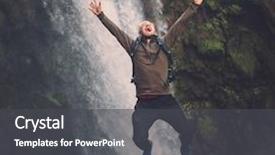  Presentation with jumping mouse - PPT theme featuring near ouzoud waterfall in morocco background and a dark gray colored foreground