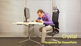  Presentation with office ergonomics - Amazing slides having near-sightedness myopia caucasian office backdrop and a violet colored foreground