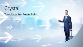  Presentation with city - Theme enhanced with near the city with arrow background and a cool aqua colored foreground