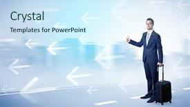  Presentation with city - Audience pleasing slide deck consisting of near the city with arrow backdrop and a cool aqua colored foreground