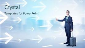  Presentation with city - Cool new theme with near the city with arrow backdrop and a cool aqua colored foreground