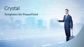  Presentation with city - PPT theme with near the city with arrow background and a sky blue colored foreground