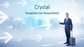  Presentation with city - PPT theme enhanced with near the city with arrow background and a sky blue colored foreground