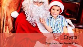  Presentation with santa claus holding scroll paper - Colorful slide deck enhanced with near the fireplace and christmas backdrop and a red colored foreground
