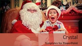  Presentation with christmas tree - Amazing slides having santa claus giving a present backdrop and a red colored foreground