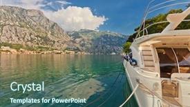  Presentation with speedboat - Amazing slides having near the pier on mountains backdrop and a ocean colored foreground