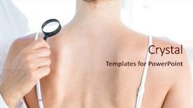  Presentation with magnifying glass - PPT theme having neck cancer - doctor examining patient with magnifying background and a lemonade colored foreground