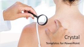  Presentation with magnifying glass - Audience pleasing presentation design consisting of neck cancer - doctor examining patient with magnifying backdrop and a  colored foreground