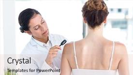  Presentation with magnifying glass - Cool new slide set with neck cancer - doctor examining patient with magnifying backdrop and a  colored foreground