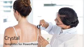  Presentation with magnifying glass - Presentation theme consisting of neck cancer - doctor examining patient with magnifying background and a  colored foreground