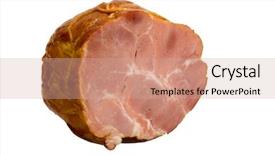  Presentation with meat - Presentation with neck cross section - appetizing piece of smoked meat background and a coral colored foreground