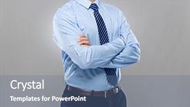  Presentation with body - Presentation theme enhanced with neck cross section - body part of businessman background and a  colored foreground