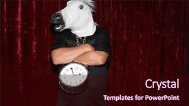  Presentation with horse head - Cool new slide deck with neck in a photo booth backdrop and a wine colored foreground