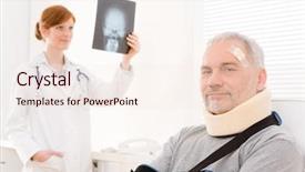  Presentation with doctor office - PPT theme featuring neck injury - doctor office - senior patient background and a cream colored foreground
