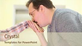  Presentation with glasses - PPT theme with neck trunk - man with glasses background and a cream colored foreground