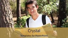  Presentation with neural network map - Slide deck with neck trunk - young man holding a map background and a yellow colored foreground