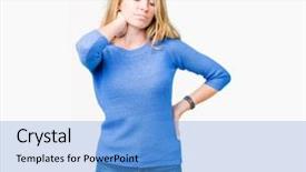  Presentation with blue - Beautiful theme featuring neck with hand muscular pain backdrop and a teal colored foreground