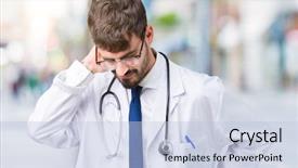  Presentation with young man wearing a hat - Audience pleasing theme consisting of neck with hand muscular pain backdrop and a light blue colored foreground