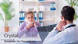  Presentation with metabolic syndrome doctor examining - Slide deck featuring neck x rays - doctor examining x-ray images background and a light blue colored foreground