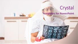  Presentation with man looking up happy - Slide deck enhanced with neck x rays - man looking at his x-ray background and a sky blue colored foreground