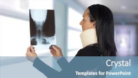  Presentation with cervical - Slides enhanced with neck x rays - woman with cervical collar looking background and a teal colored foreground